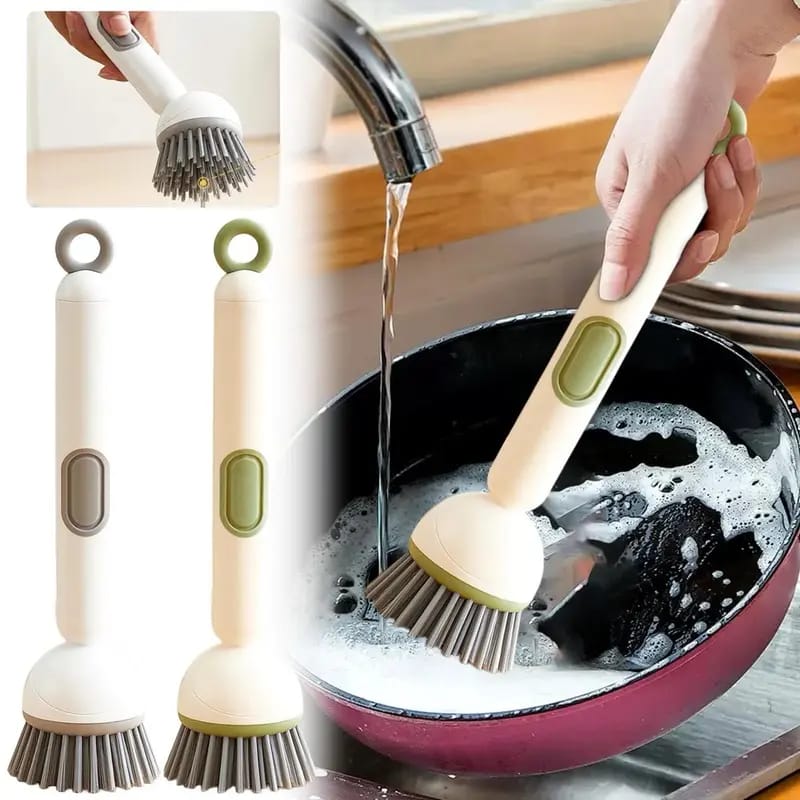 360° Rotating Kitchen Cleaning Brush with Long Handle | Multi-Purpose Dish Scrubber & Pot Cleaning Brush