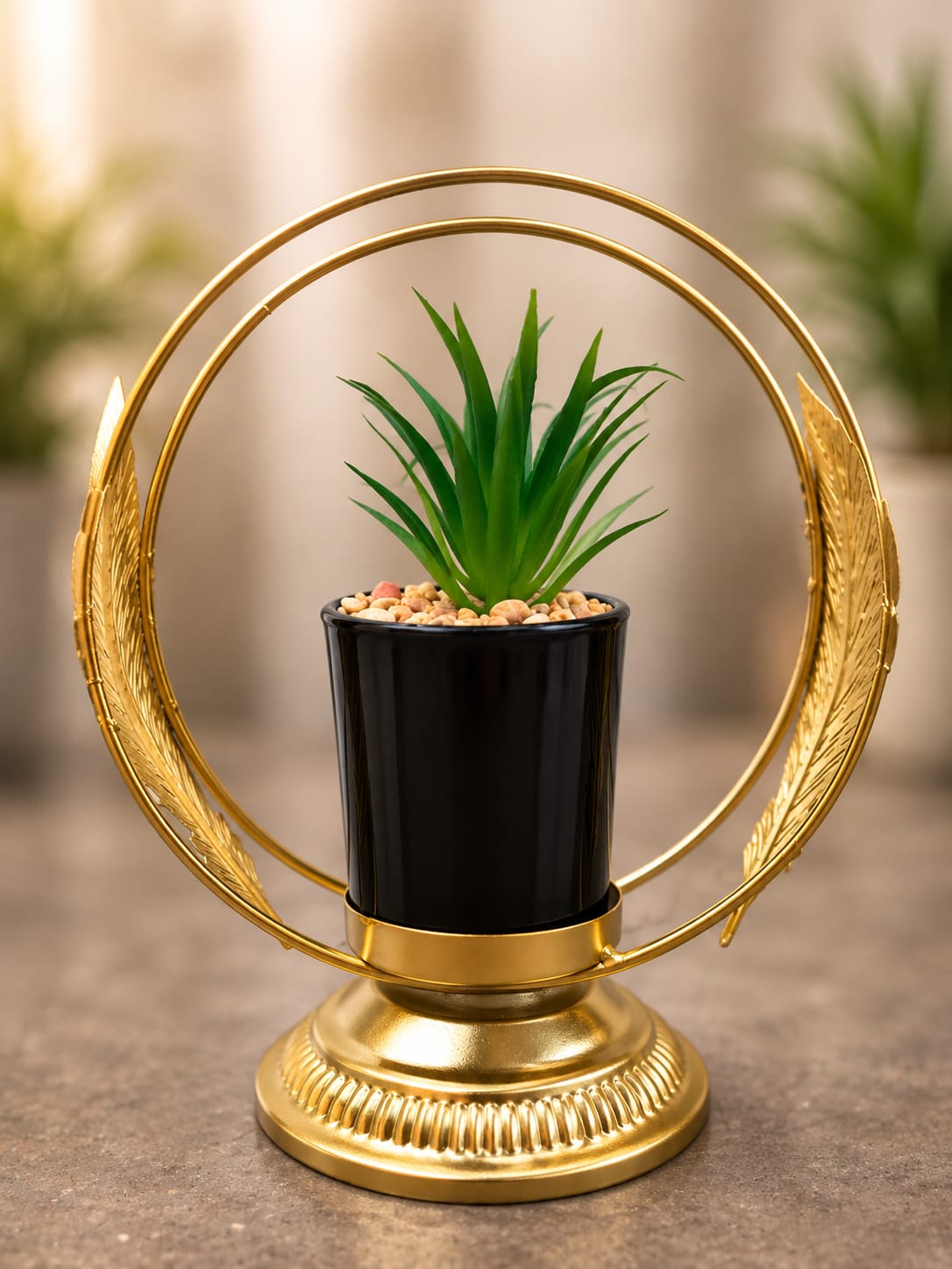 Luxury Gold Leaf Plant Holder – Elegant Decorative Indoor Planter Stand