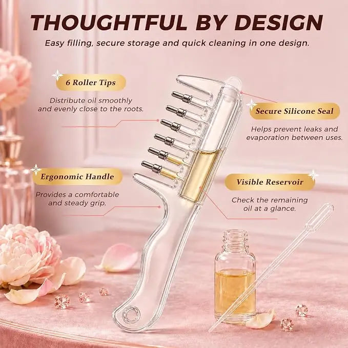 Oil Hair Comb Applicator Bottle – 2-in-1 Hair Oil Comb & Scalp Massager for Easy Hair Oil Application