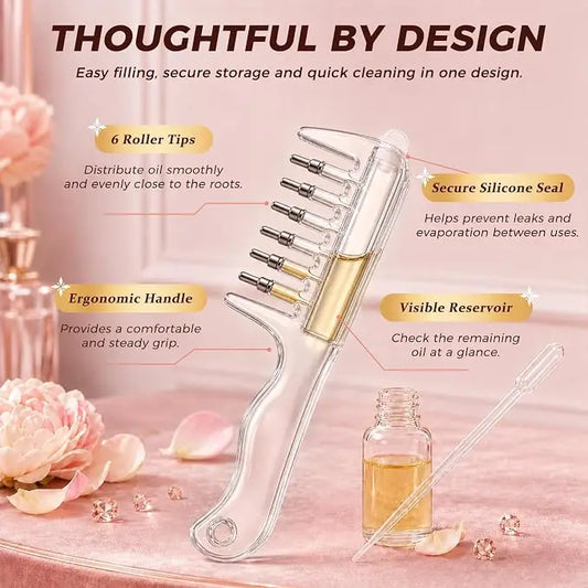 Oil Hair Comb Applicator Bottle – 2-in-1 Hair Oil Comb & Scalp Massager for Easy Hair Oil Application