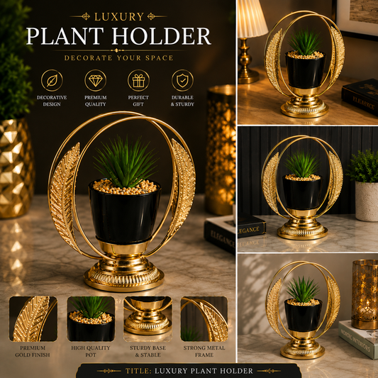 Luxury Gold Leaf Plant Holder – Elegant Decorative Indoor Planter Stand