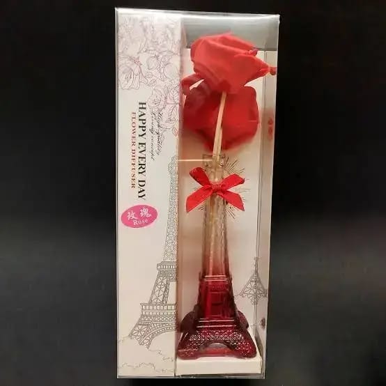 Elegant Eiffel Tower Rose Diffuser with Romantic Red Floral Design