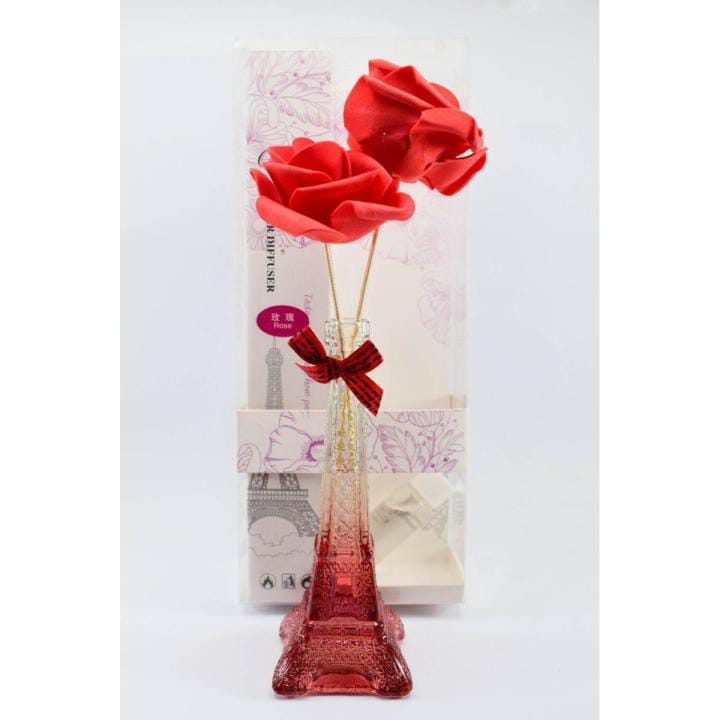 Elegant Eiffel Tower Rose Diffuser with Romantic Red Floral Design