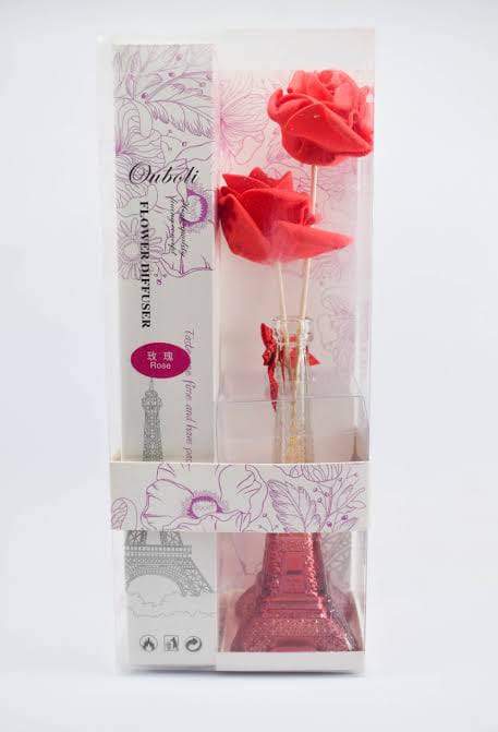 Elegant Eiffel Tower Rose Diffuser with Romantic Red Floral Design