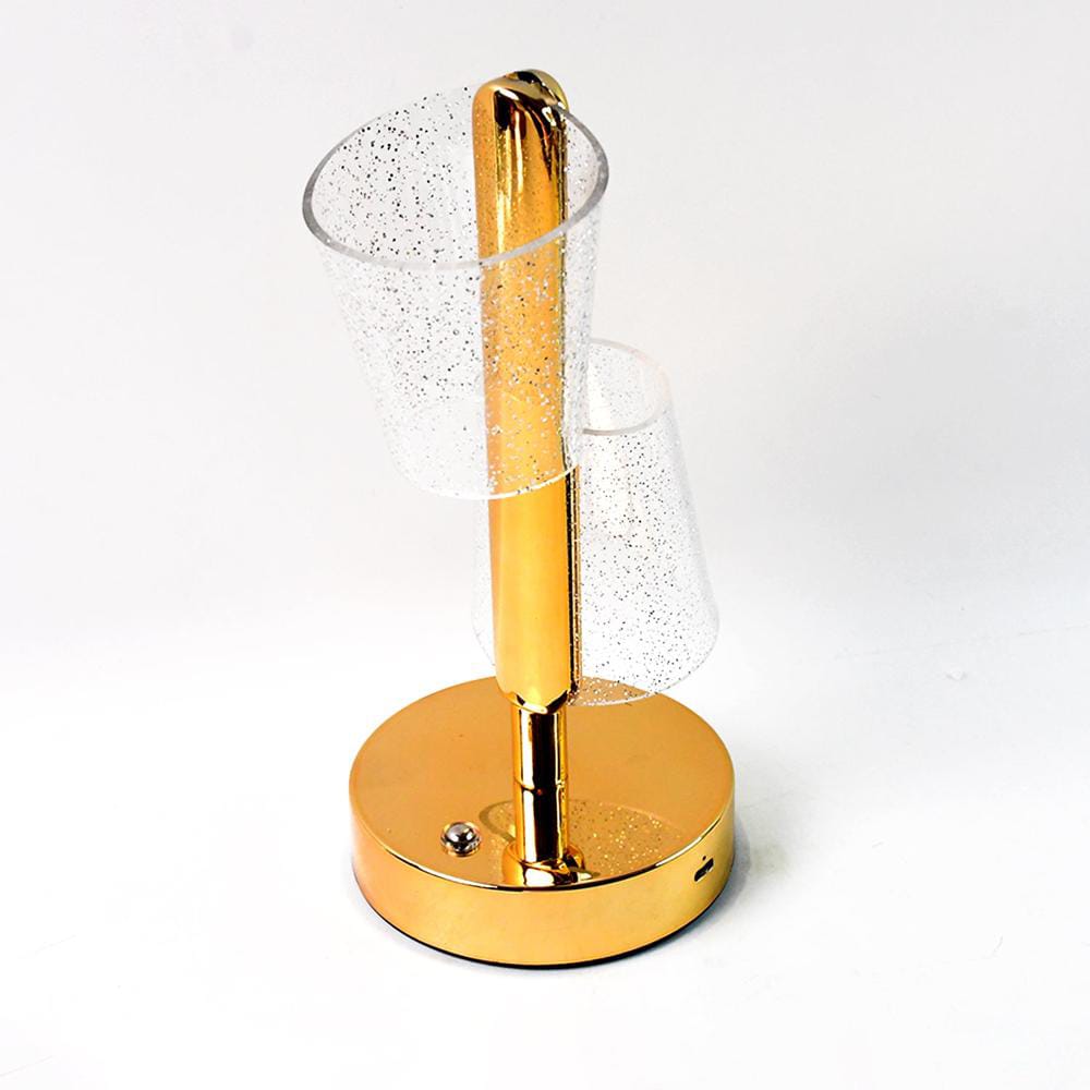 Modern Luxury Crystal LED Double Shade Table Lamp – Rechargeable Touch Lamp