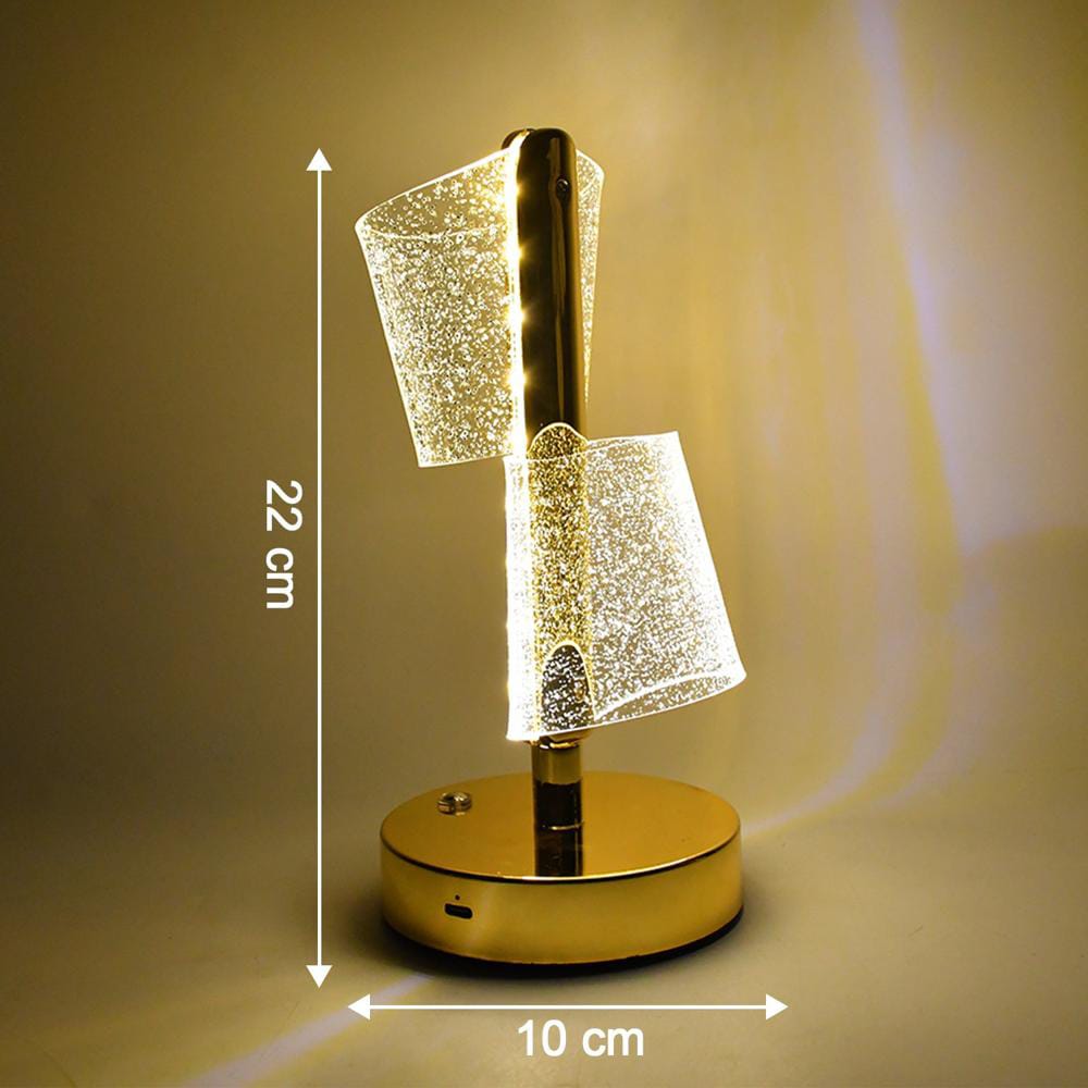 Modern Luxury Crystal LED Double Shade Table Lamp – Rechargeable Touch Lamp