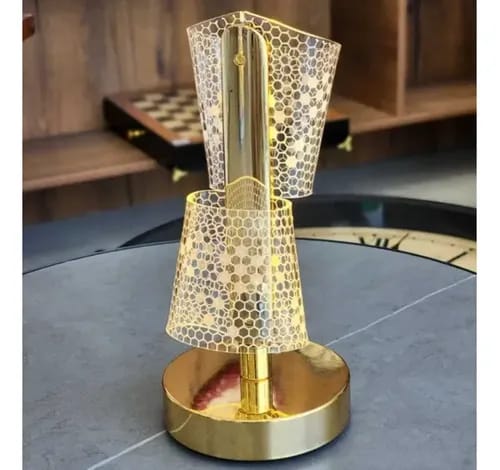 Modern Luxury Crystal LED Double Shade Table Lamp – Rechargeable Touch Lamp