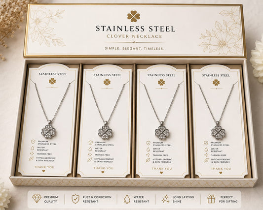Stainless Steel Clover Necklace for Women – 4 Leaf Clover Pendant Jewelry