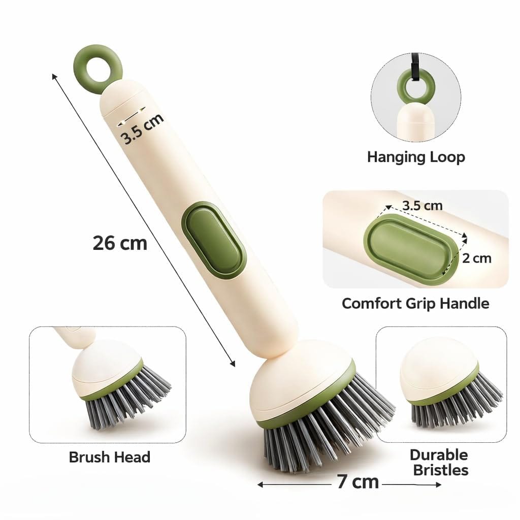 360° Rotating Kitchen Cleaning Brush with Long Handle | Multi-Purpose Dish Scrubber & Pot Cleaning Brush